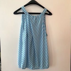 New York and Company striped blue and white blouse in size L.